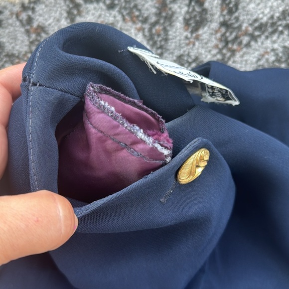 Vintage Ronnie Heller Pleated Dress Navy 10 - Picture 6 of 9